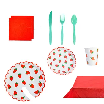 Disposable Paper Plate Napkins Cup Tablecloth Strawberry Tableware Set Party Supplies Birthday Kid's Holiday Decorations
Disposable Paper Plate Napkins Cup Tablecloth Strawberry Tableware Set Party Supplies Birthday Kid's Holiday Decorations