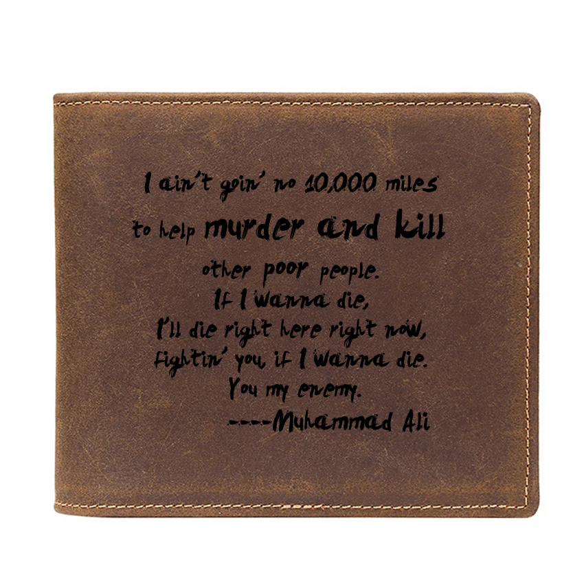 Бумажник из настоящей кожи с рисунком на тему антивойны и hero изображением