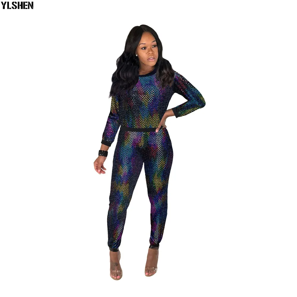 2 Two Piece Set Women Tracksuit Sexy Sequins Long Sleeve Clothes Plus Size Club Outfits Tops +Pants Sweat Suits Matching Sets 15