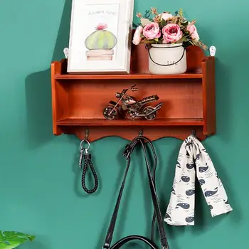 Wall Mount Wooden Decorative Wall Shelf Sundries Storage Holder Prateleira Hanger Organizer Key Rack Wood Wall Tray With Hooks 
Wall Mount Wooden Decorative Wall Shelf Sundries Storage Holder Prateleira Hanger Organizer Key Rack Wood Wall Tray With Hooks
