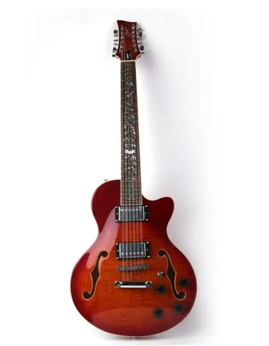 Фото Бесплатная доставка гитара на заказ 12 струн полый корпус электрогитара