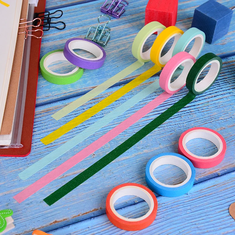 10pcs/box DIY Rainbow Color Masking Washi Sticky Paper Tape Adhesive Sticker Scrapbooking Decoration Washi Tape