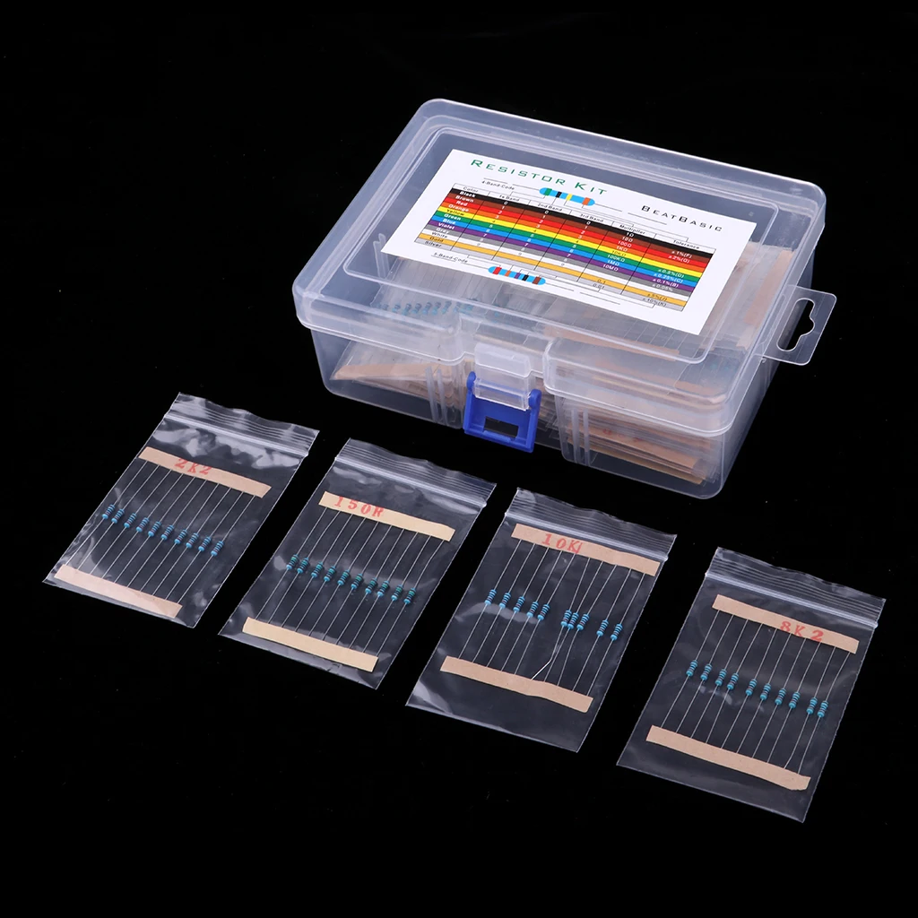 1000 Pieces 50 Values 1% Resistor Kit, 1 Ohm-10M Ohm 1/4W Metal Film Resistors Assortment for DIY and Experiments 1000 Pieces 50 Values 1% Resistor Kit, 1 Ohm-10M Ohm 1/4W Metal Film Resistors Assortment for DIY and Experiments