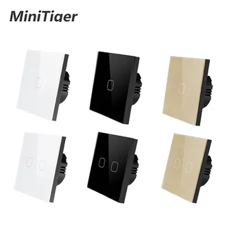 

Minitiger EU/UK standard 1 Gang 1 Way Only Touch Function Switch Light Wall Touch Switch White Crystal Glass Panel Touch Switch
