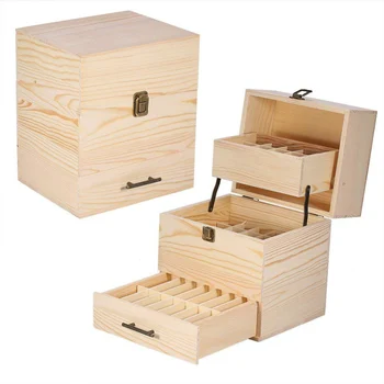 Caja de aceite esencial de madera 59 ranuras 3 capas de aromaterapia 
Caja de aceite esencial de madera 59 ranuras 3 capas de aromaterapia