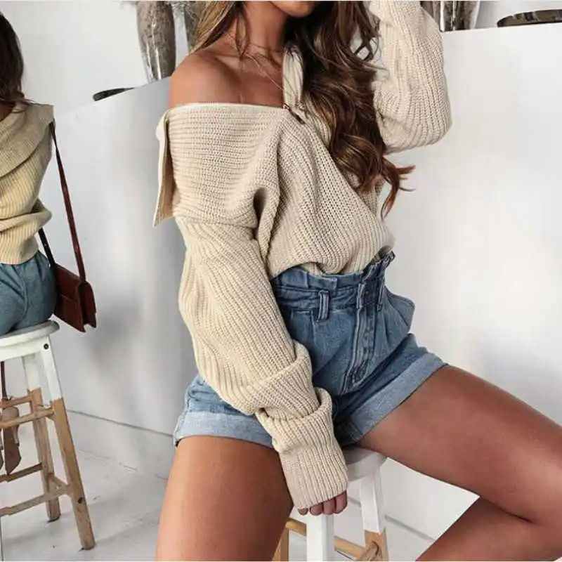 2019 Autumn Fashion Pullovers Solid Color Zipper Up Thin Sweaters for Women
2019 Autumn Fashion Pullovers Solid Color Zipper Up Thin Sweaters for Women