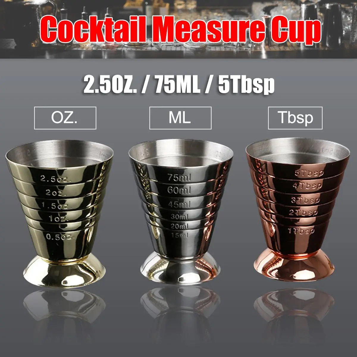 Stainless Steel Cocktail Measure Cup Jigger Drink Mixed Beaker 2.5OZ./75ML/5Tbsp Three Units Conversion For Parties Bars Cafes
Stainless Steel Cocktail Measure Cup Jigger Drink Mixed Beaker 2.5OZ./75ML/5Tbsp Three Units Conversion For Parties Bars Cafes