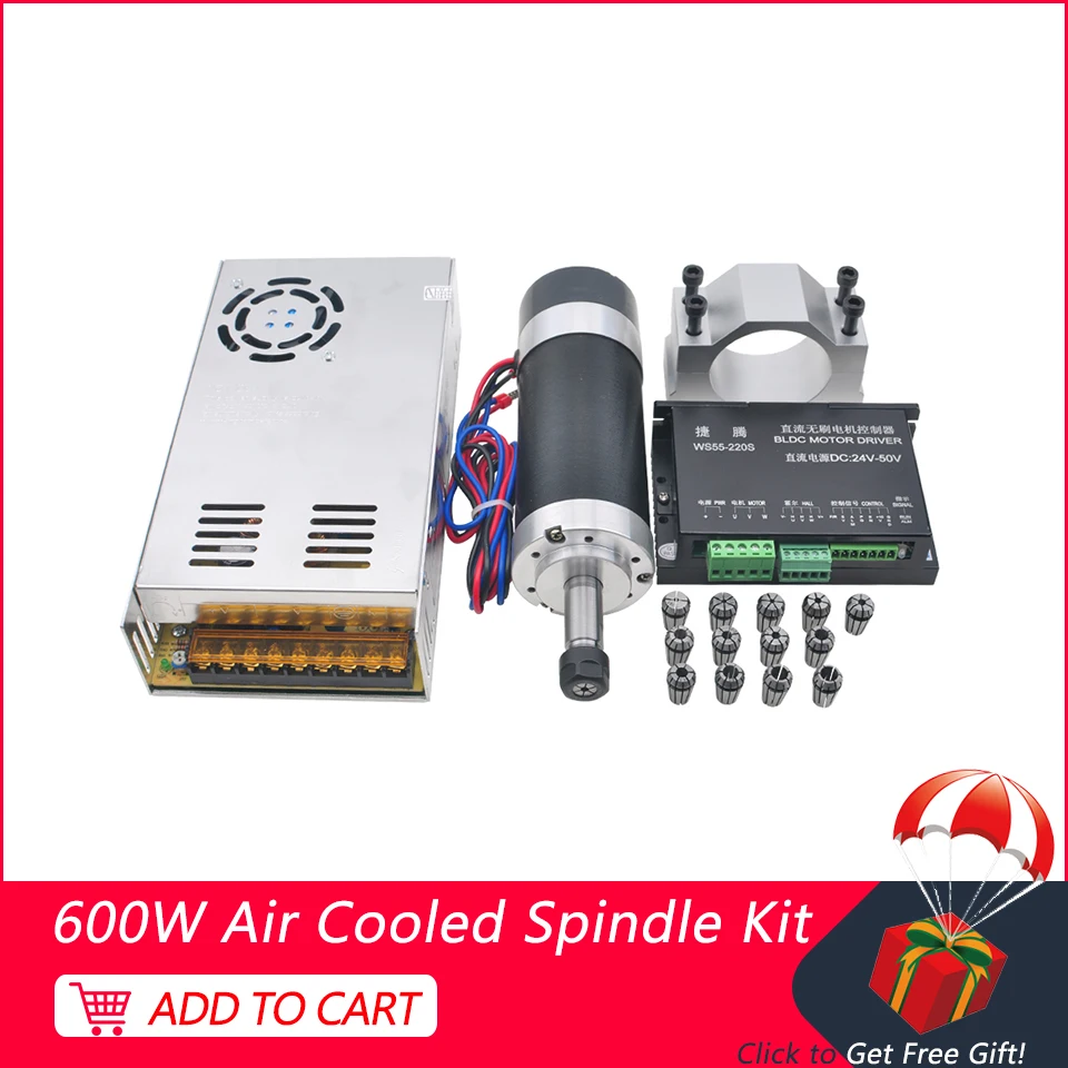 600W CNC Spindle ER11 Brushless DC Motor 55MM Clamp Bracket Switching Power Supply Stepper Motor Driver 13pcs ER11 Collet Chuck
600W CNC Spindle ER11 Brushless DC Motor 55MM Clamp Bracket Switching Power Supply Stepper Motor Driver 13pcs ER11 Collet Chuck