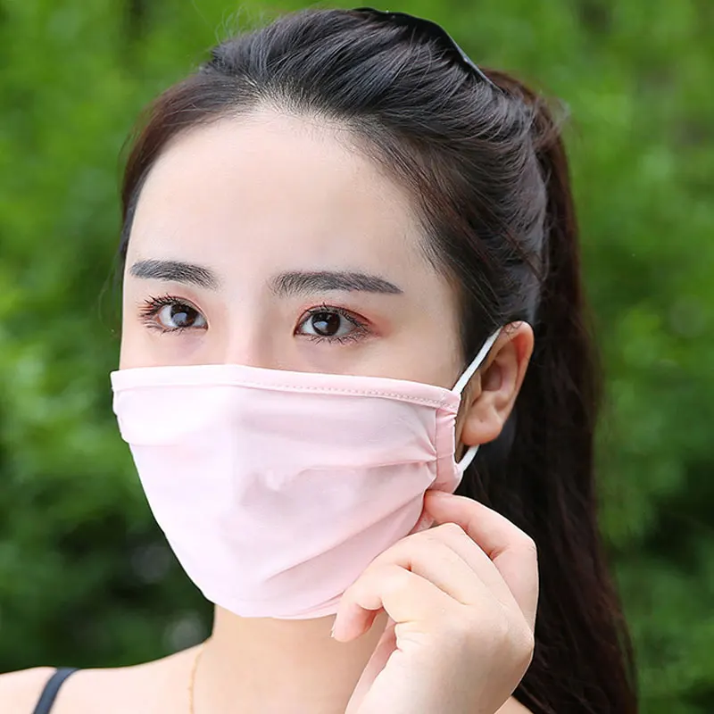 1PC Summer Mask Windproof Mouth Face Mask Sunscreen Masks Women Men Silk k-pop Mouth-Muffle Face Mask UV-Protection Mouth Masks