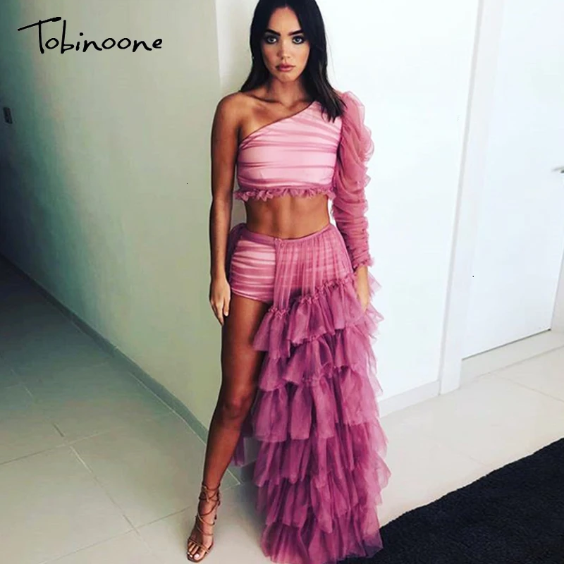 Tobinoone Ruffles Sexy Party Dress Vestidos High Side Split Bodycon Maxi Dress Women One Shoulder Mesh Elegant Long Dress
Tobinoone Ruffles Sexy Party Dress Vestidos High Side Split Bodycon Maxi Dress Women One Shoulder Mesh Elegant Long Dress