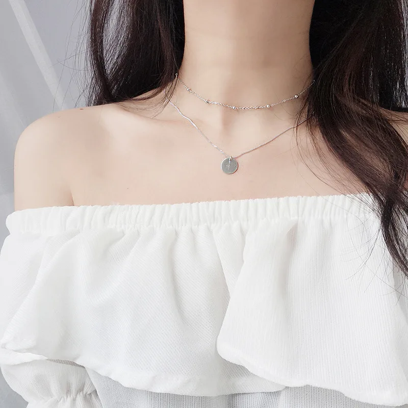 QA314 925 Serling Silver Choker Jewelry Round Card Double Layer Clavicle Necklace Korean Chic Female Pendant Nacklace
QA314 925 Serling Silver Choker Jewelry Round Card Double Layer Clavicle Necklace Korean Chic Female Pendant Nacklace
