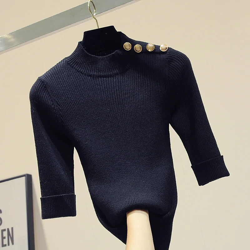 Pull Femme Semi-high Collar Black Pullover Underwear New Skinny Basic Sweater Knitted Jacket Autumn Winter Jersey Mujer Jumper
Pull Femme Semi-high Collar Black Pullover Underwear New Skinny Basic Sweater Knitted Jacket Autumn Winter Jersey Mujer Jumper