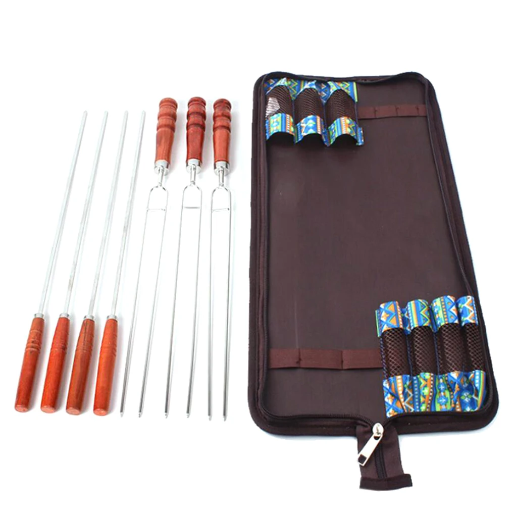 7-in-1 Stainless Steel Barbecue Skewer Traveling Tools BBQ Needles Sticks with Storage Bag Portable for Outdoor Camping Picnic 7-in-1 Stainless Steel Barbecue Skewer Traveling Tools BBQ Needles Sticks with Storage Bag Portable for Outdoor Camping Picnic