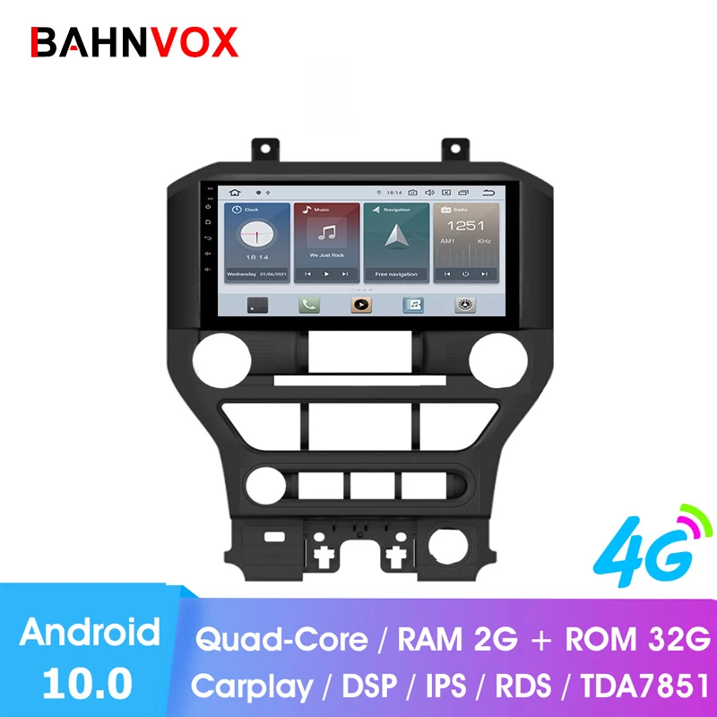 2 DIN android 10.0 car gps dvd player for Ford Mustang GT500 2015 radio multimedia navigation stereo head unit dsp | Автомобили и