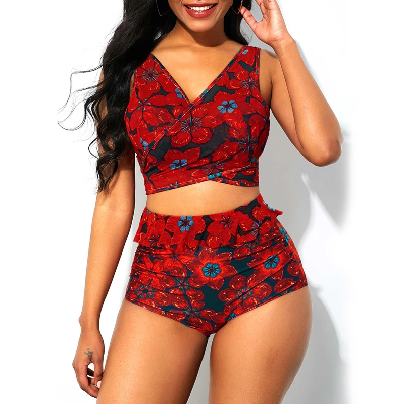 2020 Summer Swimwear Plus Size Two Piece Bikini Set Low Cut Bathing Suit Floral Print Tankini Plus Size Women Ruffle Women's Set
2020 Summer Swimwear Plus Size Two Piece Bikini Set Low Cut Bathing Suit Floral Print Tankini Plus Size Women Ruffle Women's Set