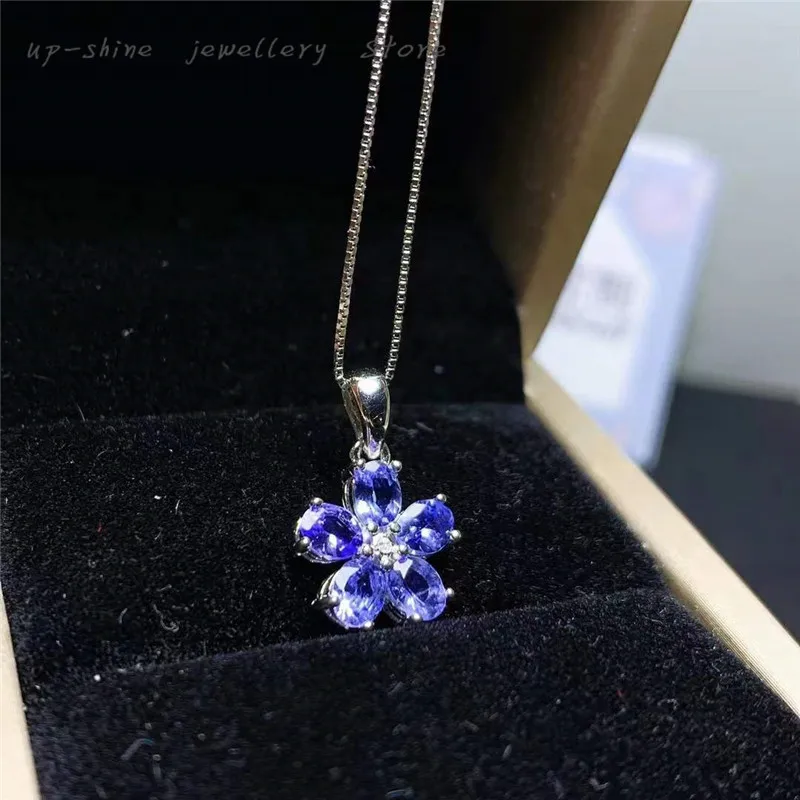 

New women's 925 silver inlaid natural tanzanite pendant, beautiful and exquisite, a gift for girlfriend