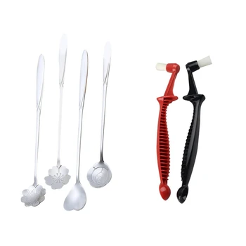 6Pcs Tools: 4 Pcs Spoon Tea Coffee Spoon Sugar Soup & 2 Pcs Double Head Anti-Scald Handle Coffee Machine Cleaning Brush
6Pcs Tools: 4 Pcs Spoon Tea Coffee Spoon Sugar Soup & 2 Pcs Double Head Anti-Scald Handle Coffee Machine Cleaning Brush