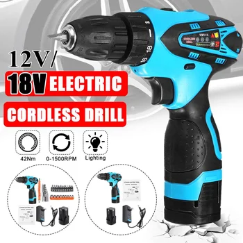 18V Cordless Power Drill 2 Speed Electric Screwdriver Repair Tools Kit W/ 2 Pcs Li-ion Battery
18V Cordless Power Drill 2 Speed Electric Screwdriver Repair Tools Kit W/ 2 Pcs Li-ion Battery