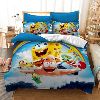 Home Textile 3d Cartoon SpongeBob Printed Bedding Set Patrick Star Squidward Tentacles Pattern Duvet Cover Pillowcases King Size
Home Textile 3d Cartoon SpongeBob Printed Bedding Set Patrick Star Squidward Tentacles Pattern Duvet Cover Pillowcases King Size