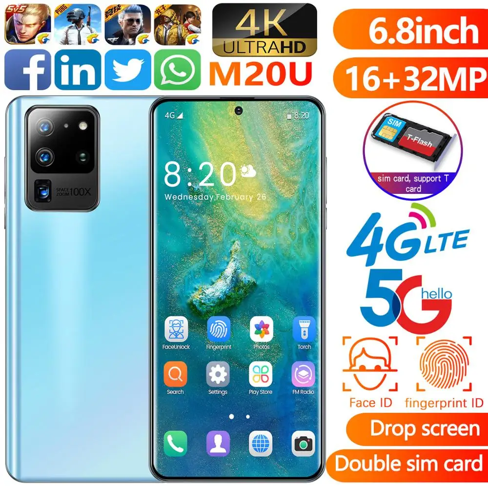 6.8 inch Galax S20 5G network global shipping 8GB RAM 256GB ROM Octa Core 4 camera Snapdragon 855 Samsun send phone case
6.8 inch Galax S20 5G network global shipping 8GB RAM 256GB ROM Octa Core 4 camera Snapdragon 855 Samsun send phone case