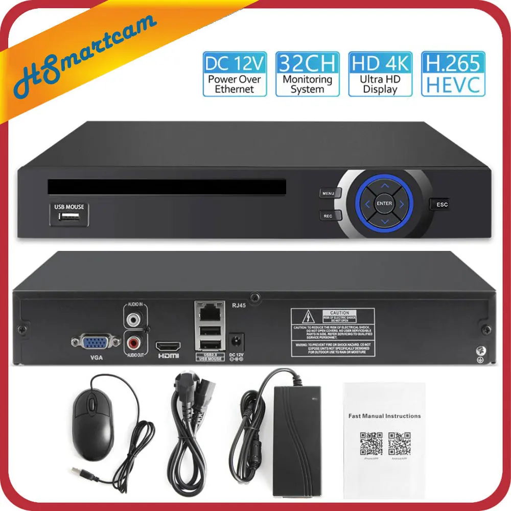 

32CH 5MP 1080P 8CH 4K CCTV H.265 NVR DVR Network Video Recorder Onvif for IP Camera Systems 2 SATA XMEYE P2P Cloud