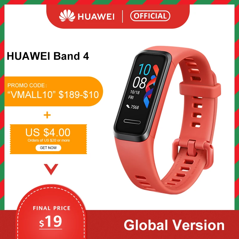 In Stock Gloabl Version Huawei Band 4 Smart Wristband 0.95'' Color Touch AMOLED Screen Swim Posture Detect Heart Rate
In Stock Gloabl Version Huawei Band 4 Smart Wristband 0.95'' Color Touch AMOLED Screen Swim Posture Detect Heart Rate