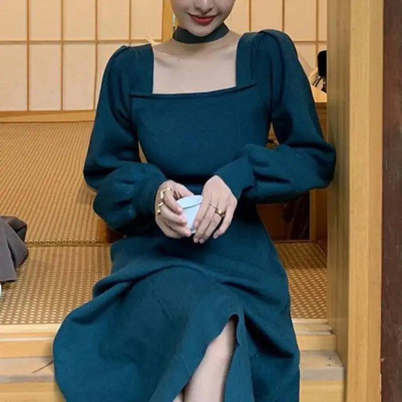 Winter Vintage Dress Women 2020 Long Sleeve Elegant Office Knit Dress Female Square Collar Retro Sweater One Piece Dress Korean
Winter Vintage Dress Women 2020 Long Sleeve Elegant Office Knit Dress Female Square Collar Retro Sweater One Piece Dress Korean
