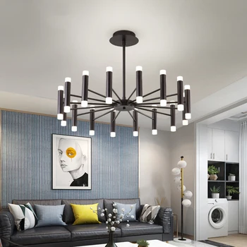 Modern Black or Brown Chandeliers 36W 72W 96W Iron Simple Lighting Hanging Fixtures For Living Dining Room Home Bedroom Deco 
Modern Black or Brown Chandeliers 36W 72W 96W Iron Simple Lighting Hanging Fixtures For Living Dining Room Home Bedroom Deco