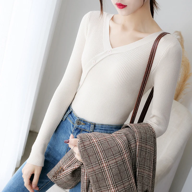 HAYBLST Brand Women Sweater 2019 Autumn Fashion Stretch Knitting Keep Warm Tops Plus Size L Slim Patchwork Buttons Lady Clothing 
HAYBLST Brand Women Sweater 2019 Autumn Fashion Stretch Knitting Keep Warm Tops Plus Size L Slim Patchwork Buttons Lady Clothing