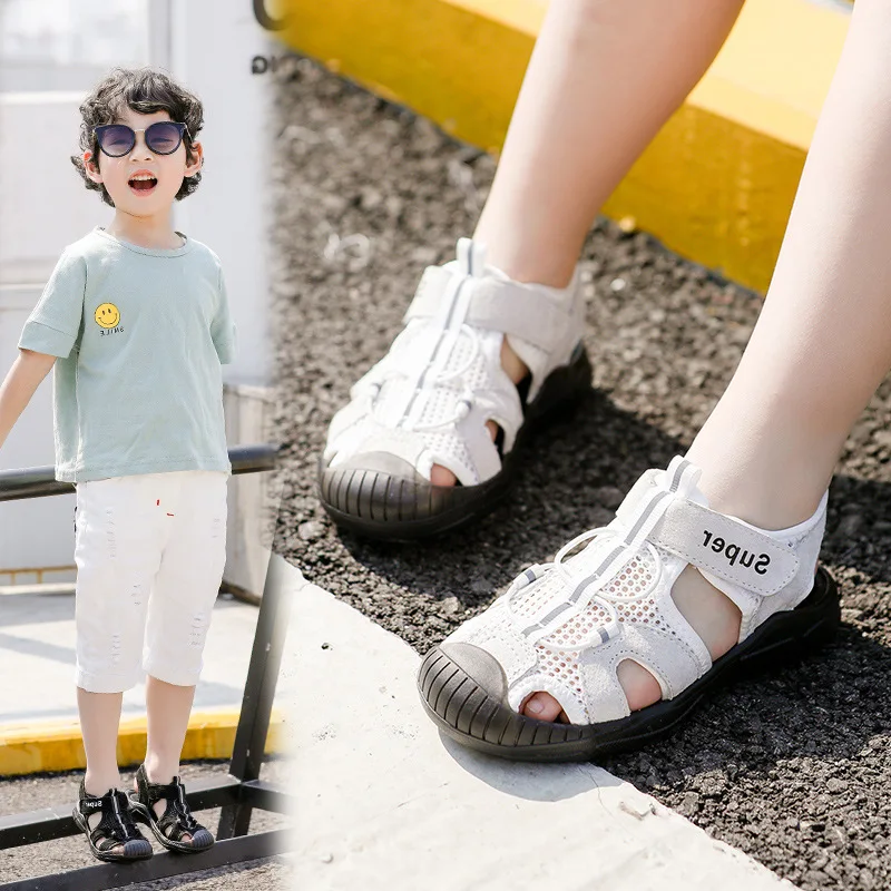 Фото Детские кожаные сандалии повседневная трендовая плетеная - купить