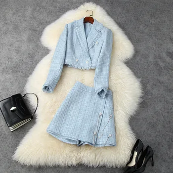 European and American women's wear 2020 winter new style Long - sleeved crystal button tweed coat shorts Fashion suits
European and American women's wear 2020 winter new style Long - sleeved crystal button tweed coat shorts Fashion suits
