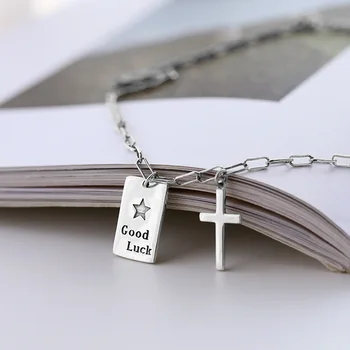 "good luck" personality 100% Authentic 925 Sterling silver Rectangle &Star &Cross Necklace Rolo Chain Pendant jEWELRY TLX648
"good luck" personality 100% Authentic 925 Sterling silver Rectangle &Star &Cross Necklace Rolo Chain Pendant jEWELRY TLX648