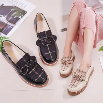 2020 Spring Autumn New Round Toe Bow Knot Women Shoes Woman Slip on Thick Low Heels Casual Shoes Grid Plaid Leather Oxford Shoes
2020 Spring Autumn New Round Toe Bow Knot Women Shoes Woman Slip on Thick Low Heels Casual Shoes Grid Plaid Leather Oxford Shoes
