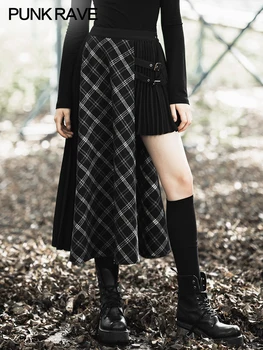 PUNKRAVE Dark Black Irregular Skirt Punk Stitching Plaid Split Long Skirt High Waist Pleated Skirt
PUNKRAVE Dark Black Irregular Skirt Punk Stitching Plaid Split Long Skirt High Waist Pleated Skirt