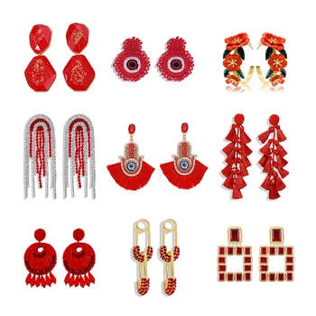 Bohomian Trendy Red Eye Bead Tassel Earrings for Women Jewelry Luxury Red Shiny Glass Long Earring Wedding Accessories Wholesale 
Bohomian Trendy Red Eye Bead Tassel Earrings for Women Jewelry Luxury Red Shiny Glass Long Earring Wedding Accessories Wholesale