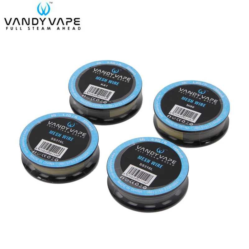Оригинальный 5 футов Vandy Vape Mesh Wire KA1 80mesh / Ni80 100mesh SS316L 150 200mesh Coil для электронных