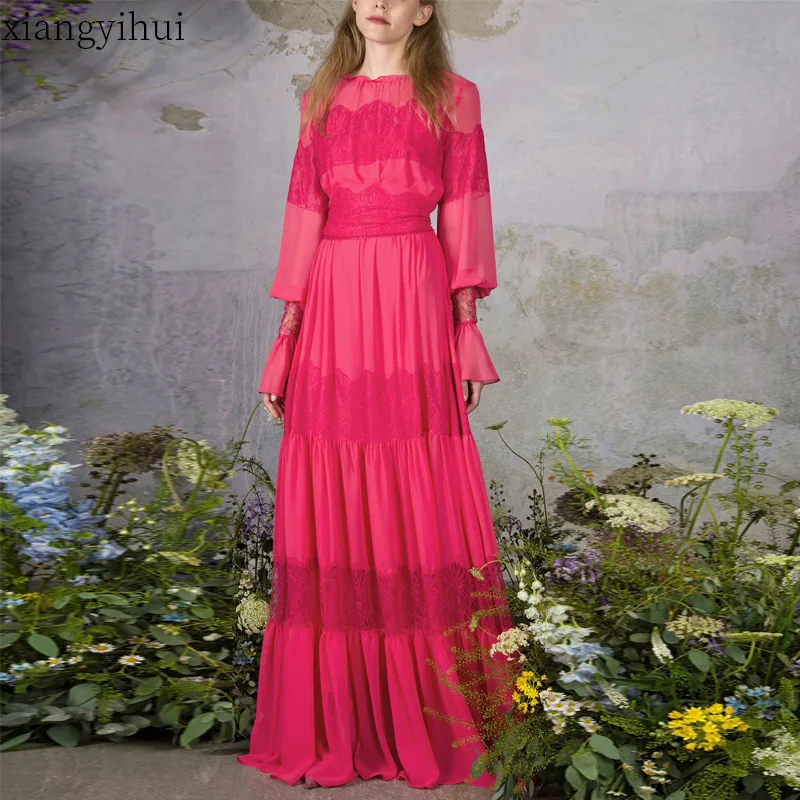 Lace Patchwork Chiffon Dresses for Ladies Long Sleeve Women Winter Fashion Party Body Dresses Maxi Vestidos 2019 New
Lace Patchwork Chiffon Dresses for Ladies Long Sleeve Women Winter Fashion Party Body Dresses Maxi Vestidos 2019 New