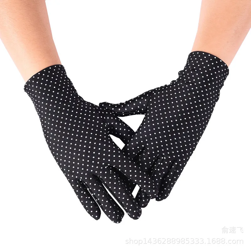 Spring and Summer Ladies Spandex Gloves High Elastic Polka Dot Thin Gloves Sun Protection Etiquette Fashion Short Thin Gloves
Spring and Summer Ladies Spandex Gloves High Elastic Polka Dot Thin Gloves Sun Protection Etiquette Fashion Short Thin Gloves