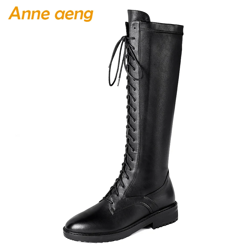 2019 New Winter Genuine Leather Women Knee-High Boots Middle Heel Round Toe Zipper Lace-Up Casual Women Shoes Black Riding Boots
2019 New Winter Genuine Leather Women Knee-High Boots Middle Heel Round Toe Zipper Lace-Up Casual Women Shoes Black Riding Boots