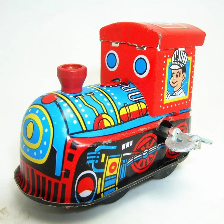 [New] Classic collection Retro Clockwork Wind up Metal Walking Tin locomotive train robot recall Mechanical toys kids baby gift |