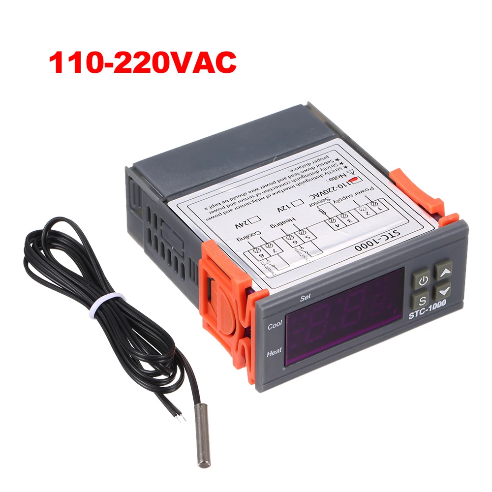 Digital Temperature Controller Heating Cooling Centigrade Thermostat 2 Relays Output with Sensor Temperature Controller 220V 24V
Digital Temperature Controller Heating Cooling Centigrade Thermostat 2 Relays Output with Sensor Temperature Controller 220V 24V