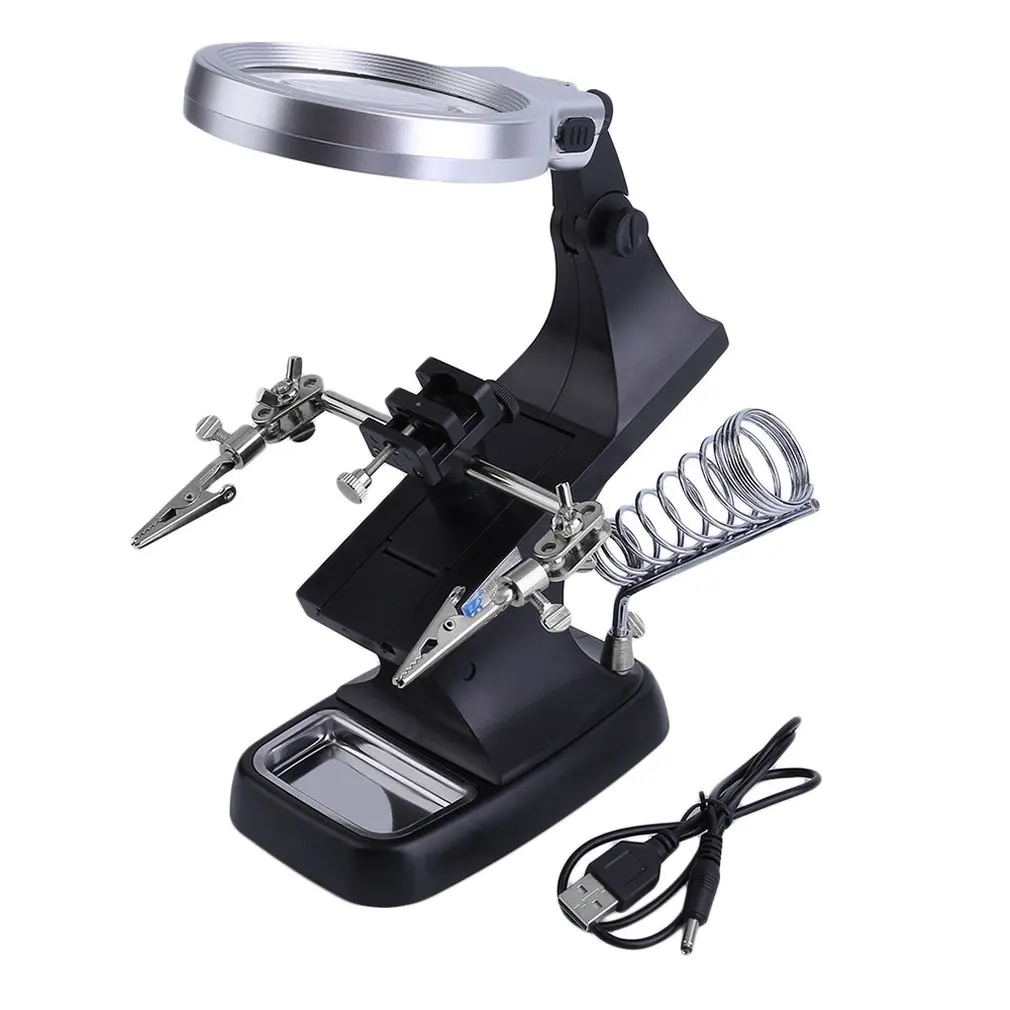 Fast Shipping Table Third Hand Soldering LED Magnifier Lamp Magnifying Glass With Light Illuminated Magnifier Loupe Repair Lupa
Fast Shipping Table Third Hand Soldering LED Magnifier Lamp Magnifying Glass With Light Illuminated Magnifier Loupe Repair Lupa