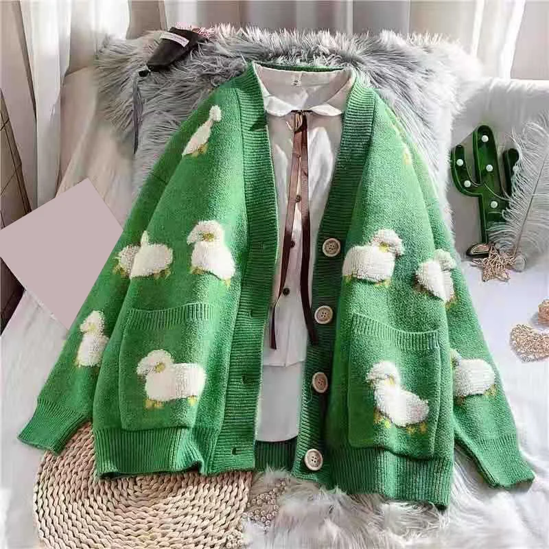 sheep print cardigan