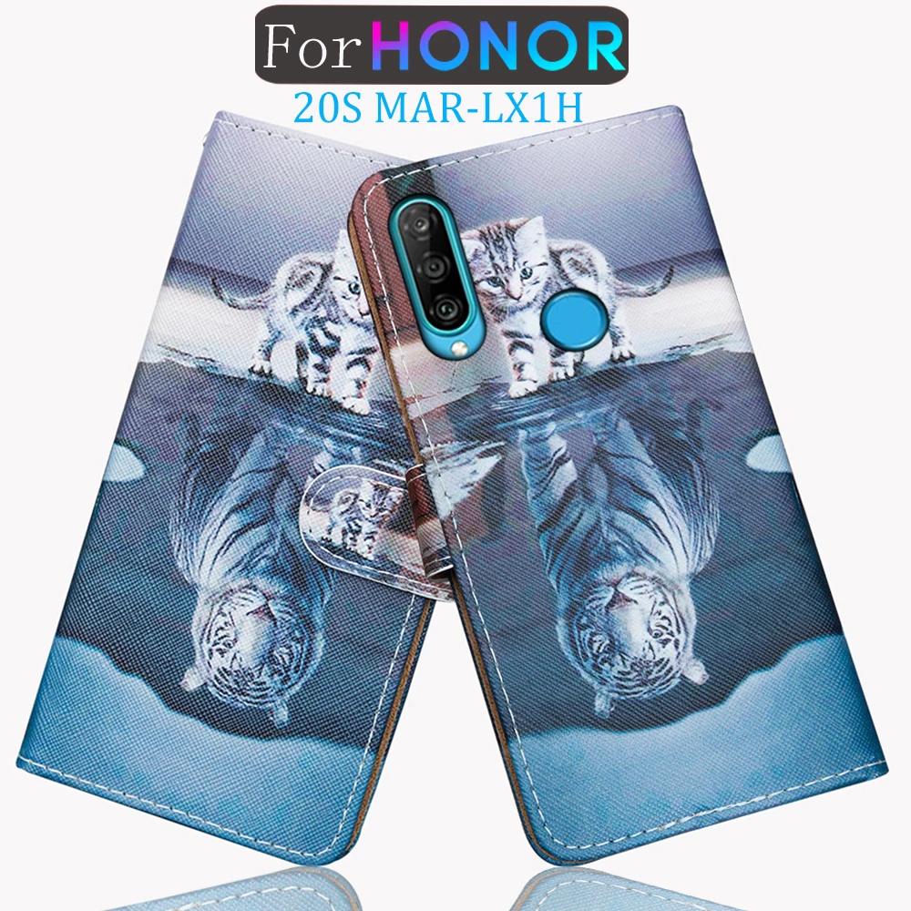 Чехол для Honor 20 S кожаный флип-чехол с милым котом Huawei чехол-кошелек 6 15 дюйма |