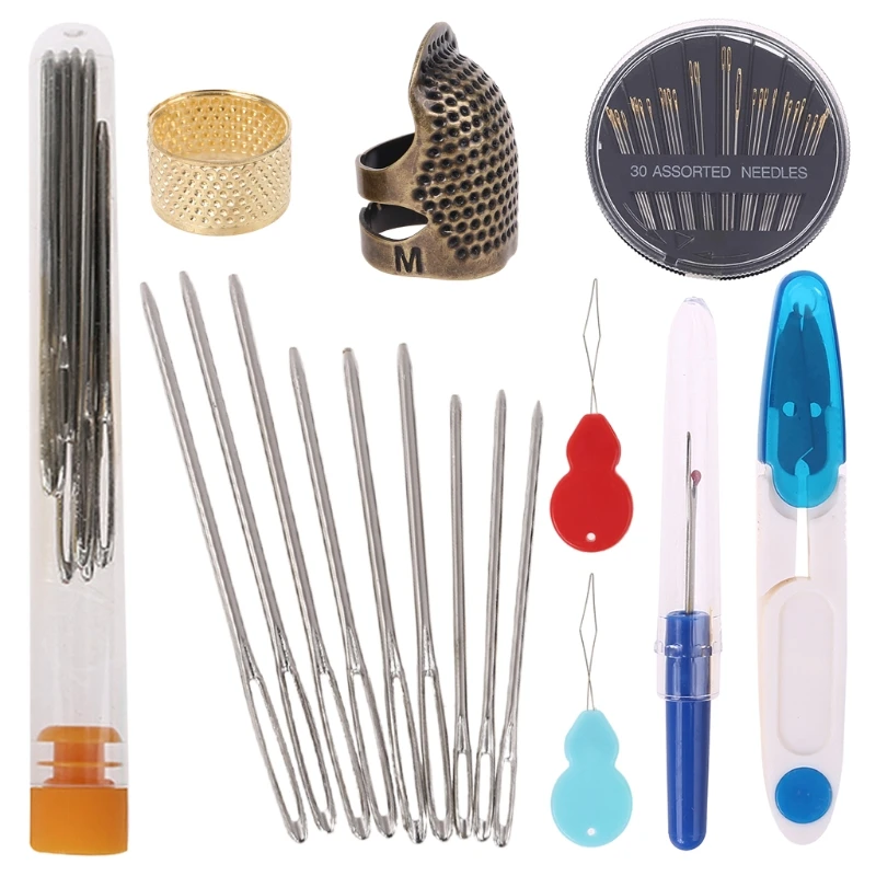 46pcs Sewing Tools Set Thimble Finger Protector Large-Eye Knitting Hand Needles E8BD
46pcs Sewing Tools Set Thimble Finger Protector Large-Eye Knitting Hand Needles E8BD