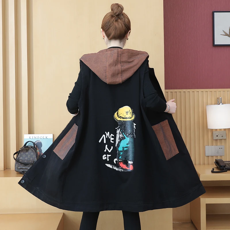 printing black vest women long hooded denim vest korean fashion women's vest denim trench coat woman jacket waistcoat
printing black vest women long hooded denim vest korean fashion women's vest denim trench coat woman jacket waistcoat
