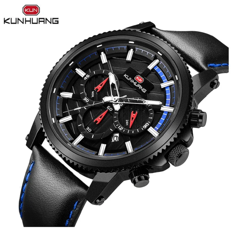 Fashion New Arrival Men Quartz Sport Watches 3 Sub Dial Black Blue Date Stopwatch Clock Genuine Leather Band Wristwatch Relogio
Fashion New Arrival Men Quartz Sport Watches 3 Sub Dial Black Blue Date Stopwatch Clock Genuine Leather Band Wristwatch Relogio