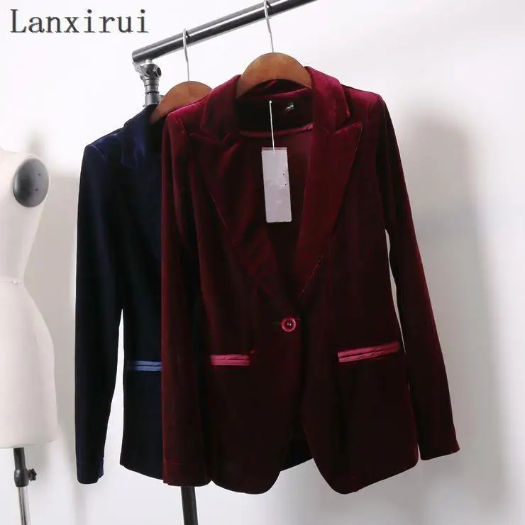 New Fashion Women's Gold velvet blazer Casual Coat Jacket Button Woman Suit Slim Female
New Fashion Women's Gold velvet blazer Casual Coat Jacket Button Woman Suit Slim Female