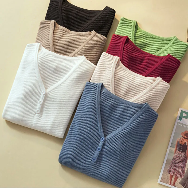 Women Sweaters White V Neck Button Solid Slim Sweater Autumn Winter 2020 Sueter Mujer Basic Fashion Mulheres Pullover
Women Sweaters White V Neck Button Solid Slim Sweater Autumn Winter 2020 Sueter Mujer Basic Fashion Mulheres Pullover