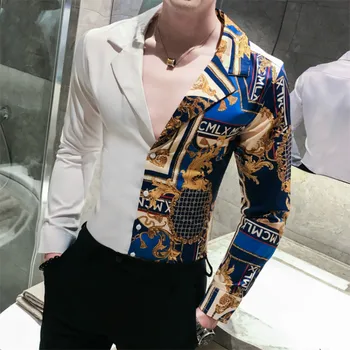 2019 New Boutique Fashion Print Stitching Mens Casual Slim Long-sleeved Shirt / Design Contrast Color Male Social Dress Shirts 
2019 New Boutique Fashion Print Stitching Mens Casual Slim Long-sleeved Shirt / Design Contrast Color Male Social Dress Shirts